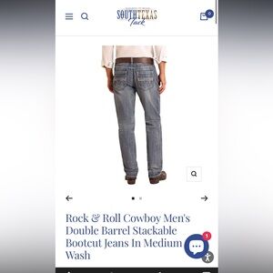 Rock n roll cowboy Men's Blue Jeans double barrel boot cut size 34/38 light wash